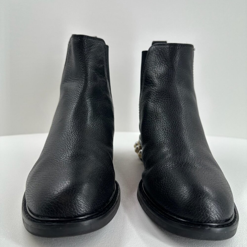Louise et Cie Valtina Pearl Heel Chelsea Boots Women US 9M Pebbled Leather Black - Picture 5 of 13